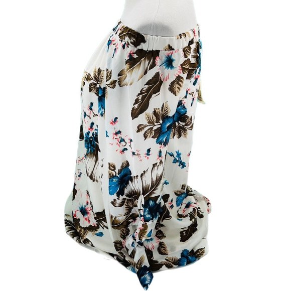 Entro Blouse Womens Small, Medium, Large Off Shoulder Feathers Hibiscus Spring - Picture 4 of 16